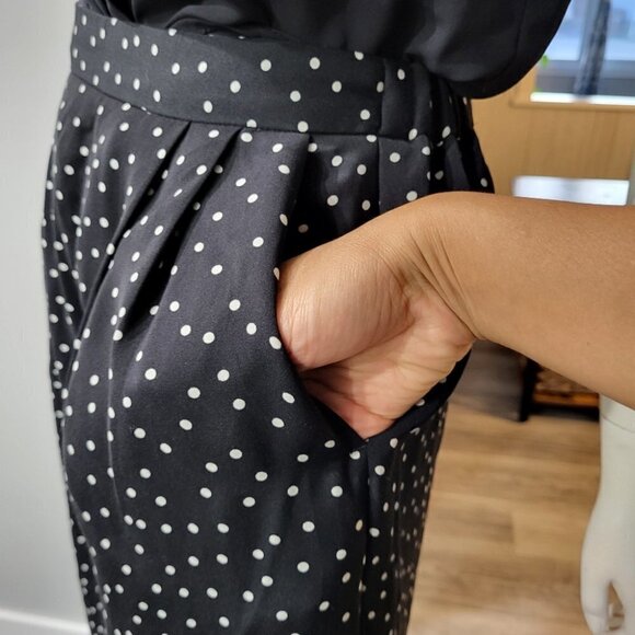 GU - Wide legs cropped polka dot pants US S - Picture 5 of 9